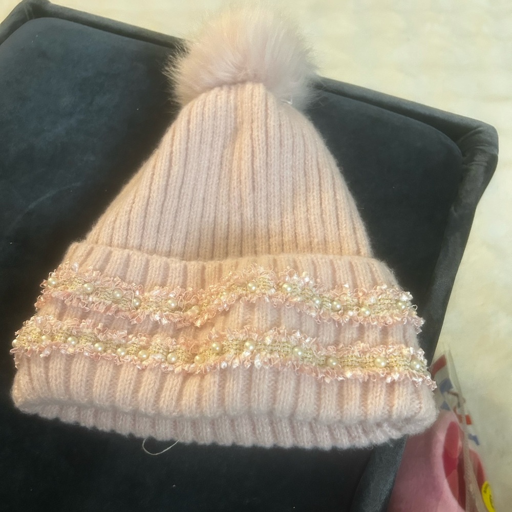 Pick 5 Cozy Pink Knit Beanie with Pom Pom